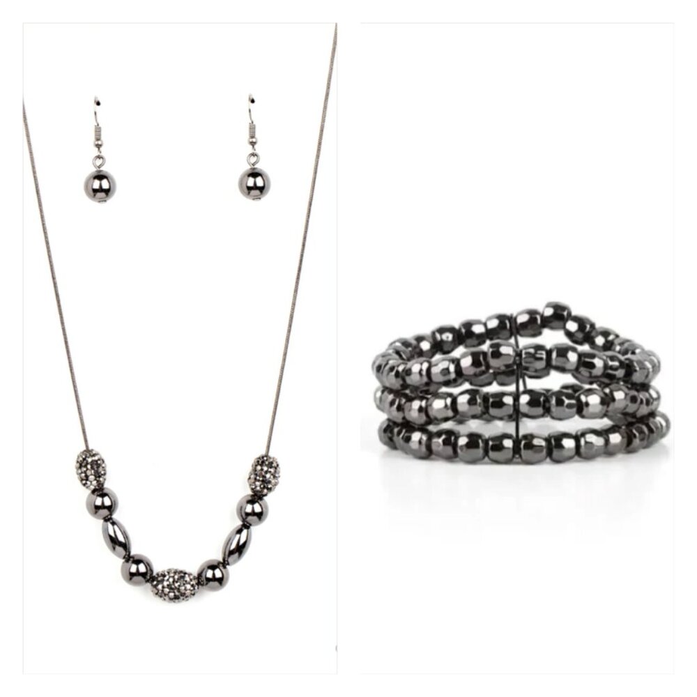 Black Necklace and Bracelet Set
